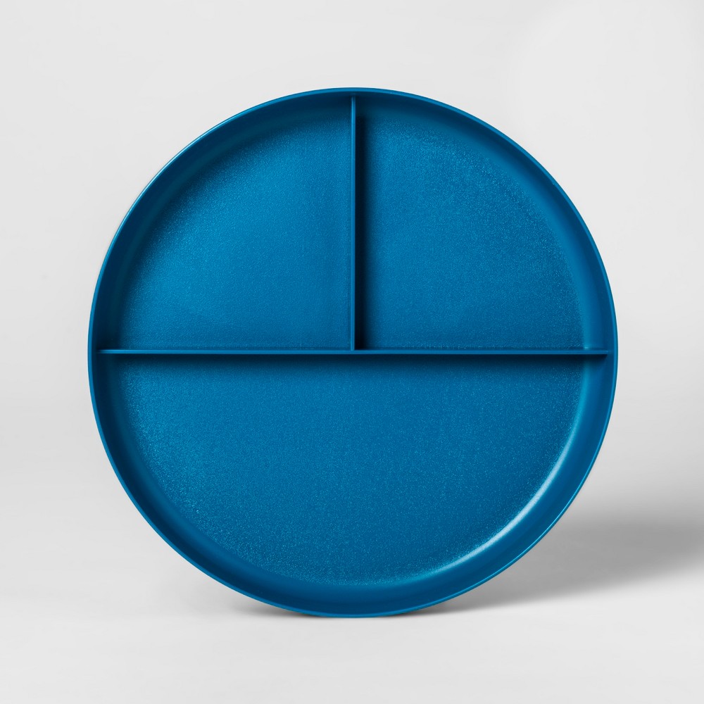 7.3 Plastic Divided Kids Plate Blue - Pillowfort