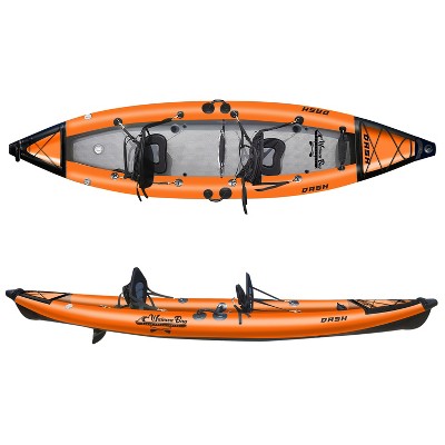 Waimea Bay Dash 12.8' 2-Seater Rigid Inflatable Kayak - Durable Fishing Kayak With 900lb Capacity, PVC Double Drop Stitch, Fits In Backpack