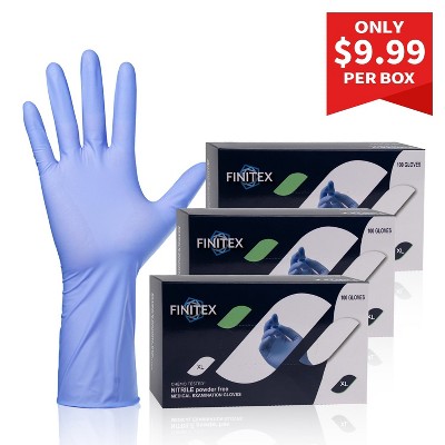 FINITEX Nitrile Chemo Gloves Ice Blue 3.2 Mil - 100, 300 & 1000pcs Powder-Free Latex-Free Disposable Medical Exam Cleaning Food Prep Gloves