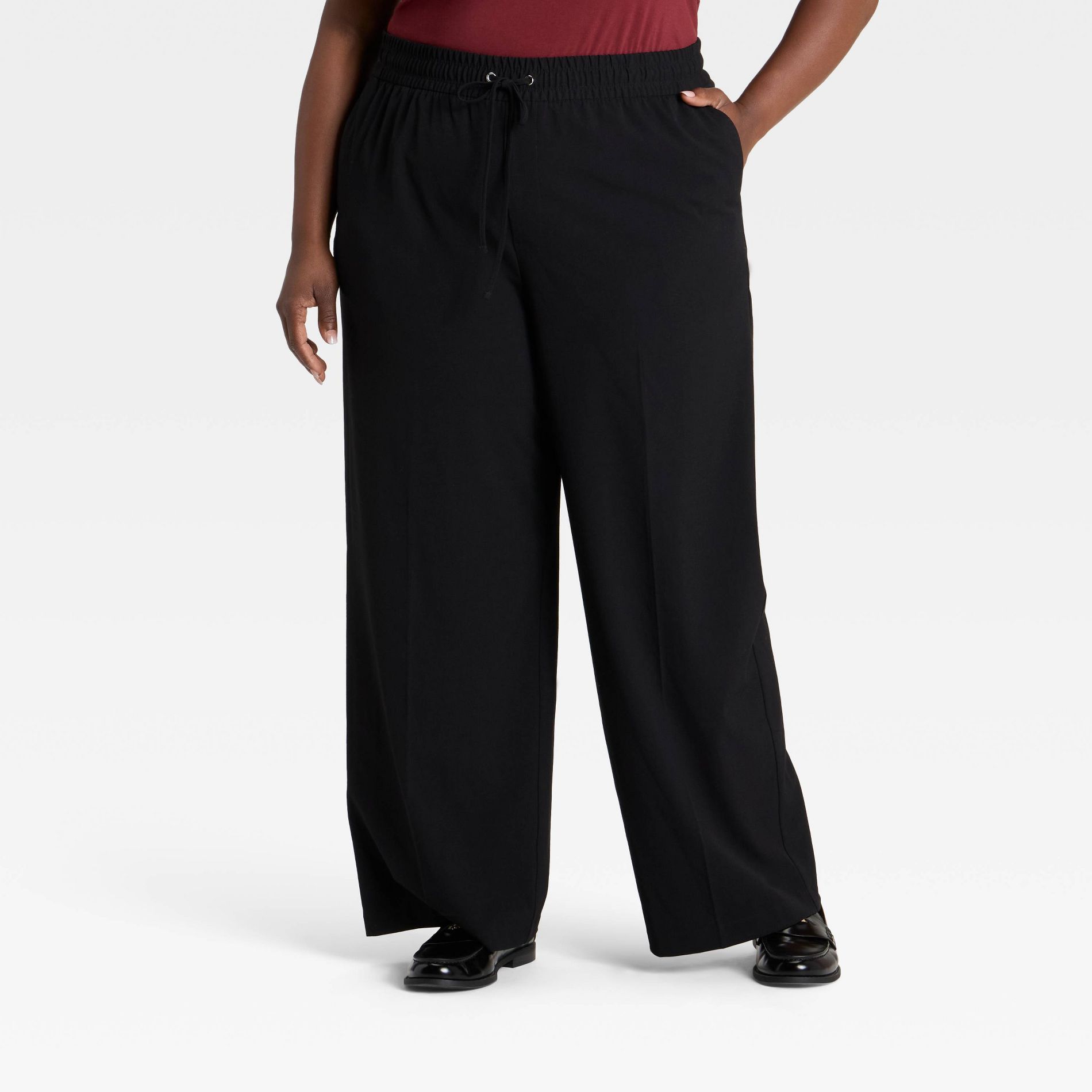 Women's High-Rise Straight Leg Pull-On Pants - Ava & Viv™ Black