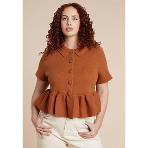 ELOQUII Short Sleeve Cardigan With Peplum - 1 of 4