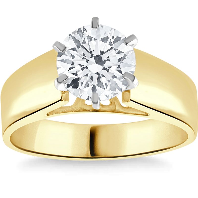 Pompeii3 2Ct Round Moissanite Solitaire Engagement Ring 14k Yellow Gold, 1 of 5
