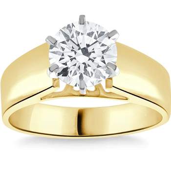 Pompeii3 2Ct Round Moissanite Solitaire Engagement Ring 14k Yellow Gold