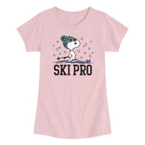 Girls' - Peanuts - Snoopy Ski Pro Short Sleeve Graphic T-Shirt - 1 of 3