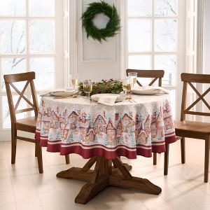 Gingerbread Bliss Tablecloth - Multicolor - 60x84 Oval - Elrene Home Fashions - 1 of 3