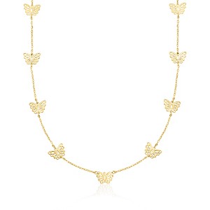 Pure Collection by Ross-Simons Italian 14kt Yellow Gold Butterfly Station Necklace - 1 of 3