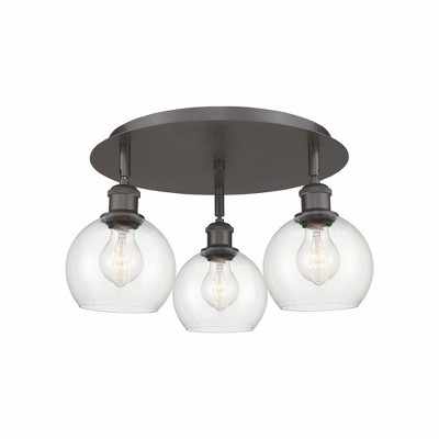Athens - 3 Light Flush Mount In Industrial Style-8.63 Inches Tall and 17.75 Inches Wide