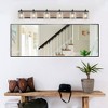 DOMETOUR 49'' Farmhouse Vanity Light, 6-Light Bathroom Sconce, Clear Seeded Glass Shades, Black Wood Grain Finish, Modern Industrial Design - 4 of 4