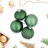 Northlight 3-Finish Glass Christmas Ball and Onion Ornaments - 3" (80mm) - Forest Green - 9ct - 2 of 4
