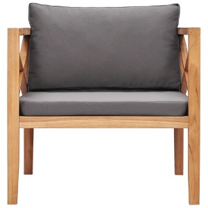 vidaXL Outdoor Patio Chair with Comfy Gray Cushions, Solid Teak Wood, Easy Maintenance, Versatile Design, Ideal for Garden, Terrace or Patio - 1 of 4