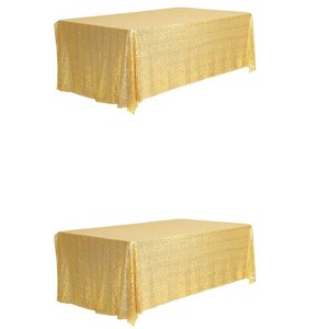 Unique Bargains 2 Pack Polyester Sequin Dining Room Parties Dances Rectangle Tablecloth Black 47"x59" - 1 of 4
