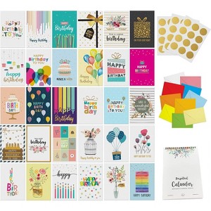 Dessie® 30 Happy Birthday Greeting Cards with Unique Designs and Birthday Wishes, 5”x 7” - 1 of 4
