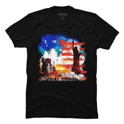 Men's Design By Humans July 4th American Sunrise State of Liberty By kharmazero T-Shirt