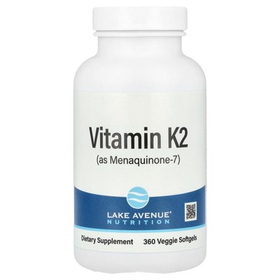 Lake Avenue Nutrition Vitamin K2 (as Menaquinone-7), 50 mcg, 360 Veggie Softgels