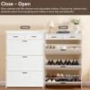 QingMoon Shoe Cabinet, Narrow Shoe Rack with 3 Flip Drawers, 2 Storage Drawers and Extra Top Shelf, Shoe Organizer for Hallway, Entryway - 2 of 4
