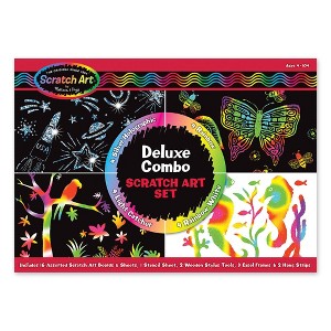 Melissa & Doug Deluxe Combo Scratch Art Set: 16 Boards, 2 Stylus Tools, 3 Frames - 1 of 4