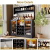 Modern LED Wine Bar Cabinet with Power Outlet — Adjustable Shelf, 9 Wine Racks, 6 Hooks, Sideboard Storage for Kitchen, Dining Room, Black - 4 of 4