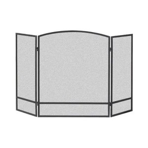 Panacea Durable 30 by 48 Inch 3 Panel Matte Powder Coated Steel Construction Fireplace Screen with Arched Design and Double Bar, Black - 1 of 4