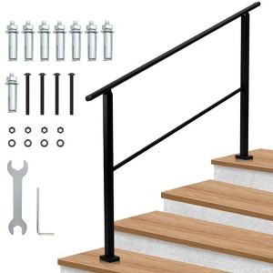 Metal Hand Rails for Outdoor Steps, Outdoor Handrail Stair Railing Kit, Exterior Hand Rails for Concrete Steps Porch Steps & Deck, Stair Rails - 1 of 4