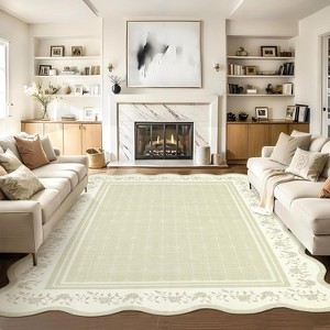 Coucheta Scalloped Hallway Runner Area Rug, Washable Non-Slip Low Pile Area Rug for Kitchen, Entryway, Living Room, Multi-Color & Size - 1 of 4