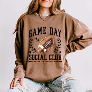 Simply Sage Market Football Game Day Social Club Lightweight Garment Dyed Sweatshirt - 1 of 4