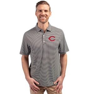 Cincinnati Reds Cutter & Buck Forge Eco Double Stripe Stretch Recycled Mens Polo - Black/White - 1X Large - 1 of 1