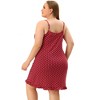 Agnes Orinda Women's Plus Size Comfort Ruffle Hem Polka Dots Sleeveless Nightgown - 4 of 4