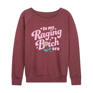Women's - Instant Message - Raging B-tch Era Lightweight French Terry Wide Neck Long Sleeve Graphic Shirt - 1 of 4