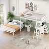 White Twin over Full Bunk Bed with Built-in Desk and Three Drawers - 2 of 3