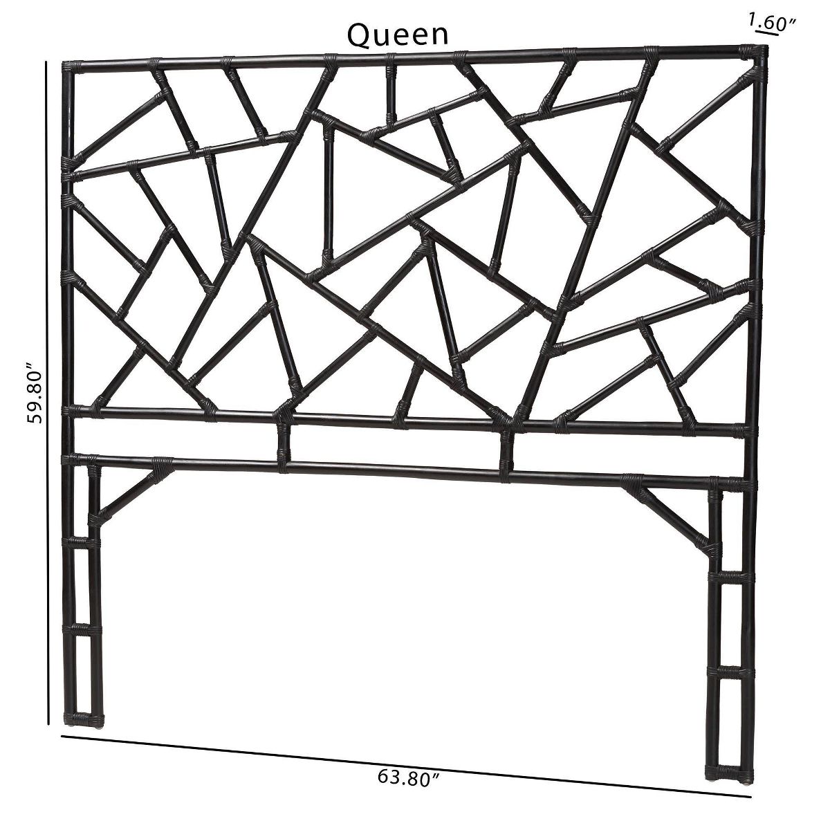 bali & pari Queen Size Frydel Rattan Standalone Headboard Black - thumbnail 4