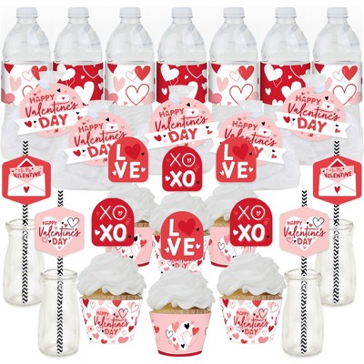 Big Dot of Happiness Happy Valentine’s Day - Valentine Hearts Party Favors and Cupcake Kit - Fabulous Favor Party Pack - 100 Pieces