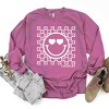 Simply Sage Market S.W.Smiley Checkered Floral Outline Garment Dyed Long Sleeve - 3 of 4