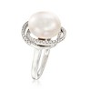 Ross-Simons Italian 12mm Cultured Pearl and .78 ct. t.w. CZ Ring in Sterling Silver - 3 of 4