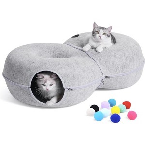 8-Shaped Large Cat Tunnel Bed for Indoor Cats, with 12 Toy Balls, Cat Donut Tunnel for Cats up to 30 Pounds - 1 of 4
