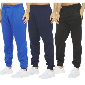 DARESAY [3-Pack] Men's Tech Fleece Joggers Dry Fit Performance Sweatpants - 1 of 4