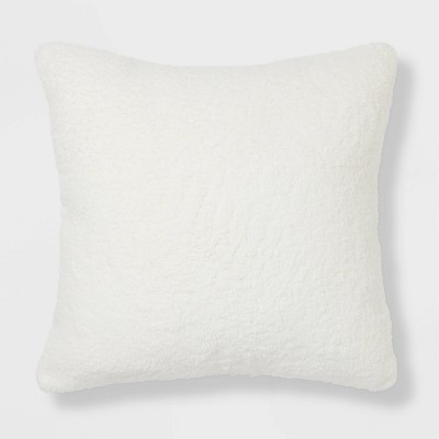 Solid Sherpa Square Throw Pillow Cream - Threshold™