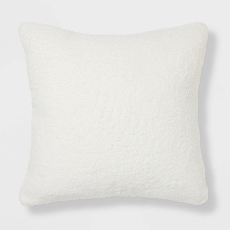Solid Faux Shearling Throw Pillow - Threshold™, 1 of 6