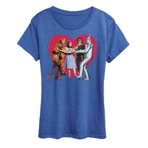 Women's - Wizard of Oz - Dorothy Tin Man Cowardly Lion and Scarecrow Heart Short Sleeve Graphic T-Shirt - 1 of 4