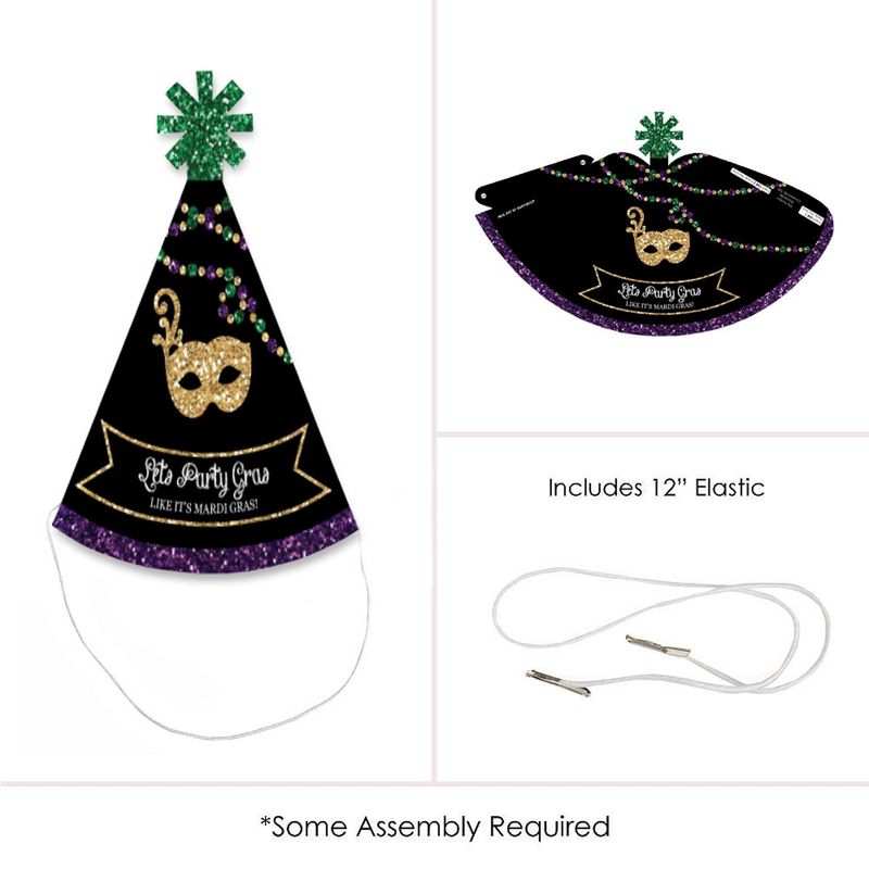 Discontinued Big Dot of Happiness Mardi Gras - Mini Cone Masquerade Party Hats - Small Little Party Hats - Set of 8, 4 of 8