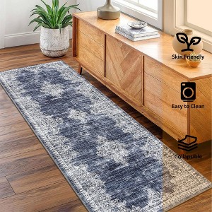 Machine Washable Area Rug for Bedroom Foldable Ultra Thin Low Pile Carpet Non Slip Indoor Floor Cover - 1 of 4