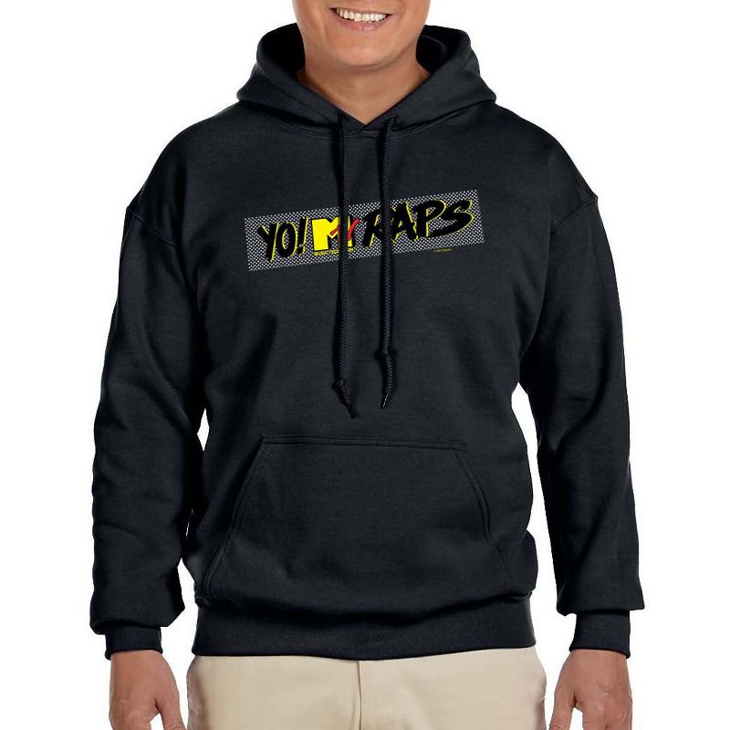 MTV Adult Music Yo! Raps '80s Sweatshirt Hoodie Pullover Black, 1 of 4