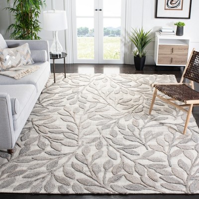 Beige Botanical Tufted Wool and Synthetic 8' x 10' Area Rug