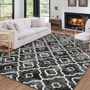 5x7 Washable Rug Modern Geometric Rug with Non Slip Backing Foldable Low Pile Carpet Ultra - 1 of 4