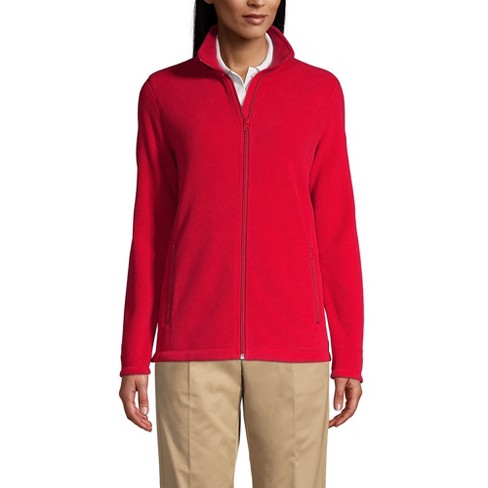 Lands End Women s Full zip Mid weight Fleece Jacket Small Red Target