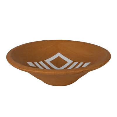 White Geo Accent Terracotta Trinket Tray - Foreside Home & Garden
