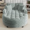 2 Seat Chenille Chaise Lounge,Oversized Round Tufted Cushion Sofa with Rolled Arms,Removable Pillows for Living Room-Cuddlewood - 3 of 4