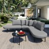Outdoor L-Shaped Sectional Sofa, Patio Couch Set with Coffee Table, Sofa Set with Iron Frame and Sponge Cushions – Cuddlewood - 2 of 4