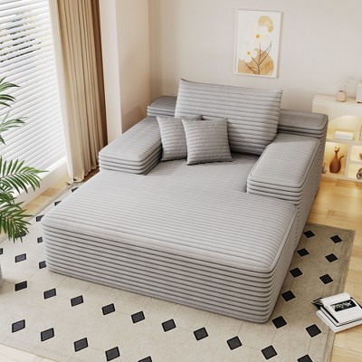 NicBex Oversized Fluffy Chaise Lounge Sofa Couch with Three Detachable Pillows,Upholstered Sleeper Sofa for Living Room,Bedroom