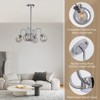Ludomide 4-Light Chandelier for Dining Room, Silver Modern Pendant with Smoke Grey Glass Lampshade, Sputnik Industrial Hanging Light for Living Room - 4 of 4