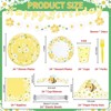 Hachikiko Yellow Daisy Party Decorations, 192pcs Summer Supplies With Plates,Napkins,Cups,Sleeves,Bee Hats,Banner,Forks for Girls Birthday Baby Shower - 2 of 4